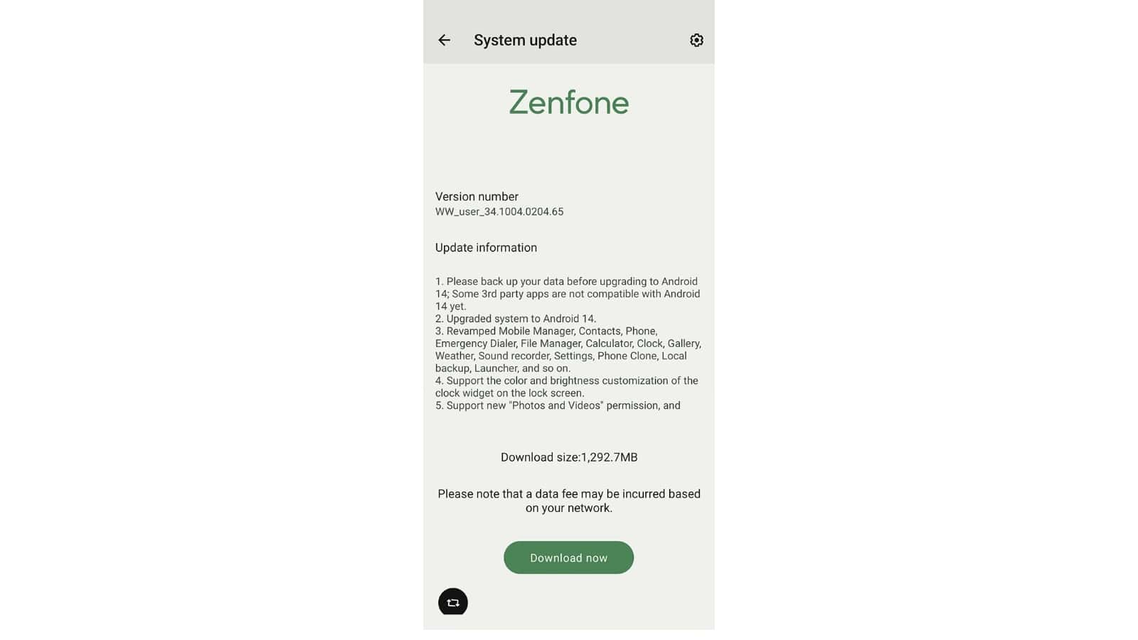 Zenfone 10 Android 14 Änderungsprotokoll