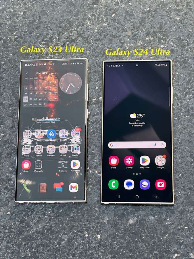 Galaxy S23 Ultra vs. Galaxy S24 Ultra Bildschirmreflexion 1