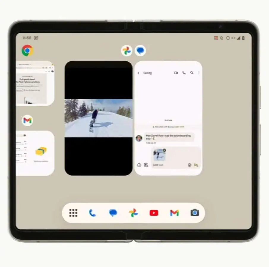 Übersicht über den geteilten Bildschirm des Pixel Fold Google IO 2023