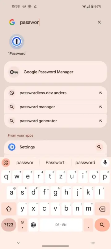 Neue Verknüpfung für den Google Passwort-Manager