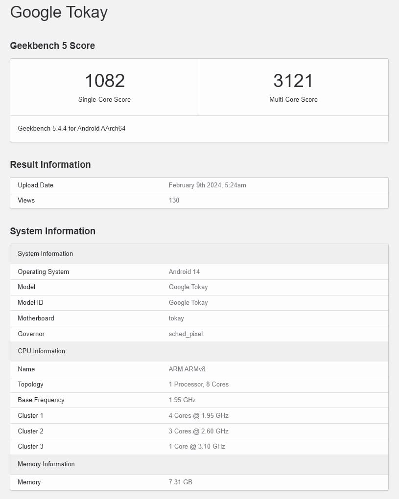 Google Tokay möglich Tensor G4 Geekbench 2