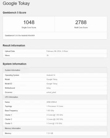Google Tokay möglich Tensor G4 Geekbench 1