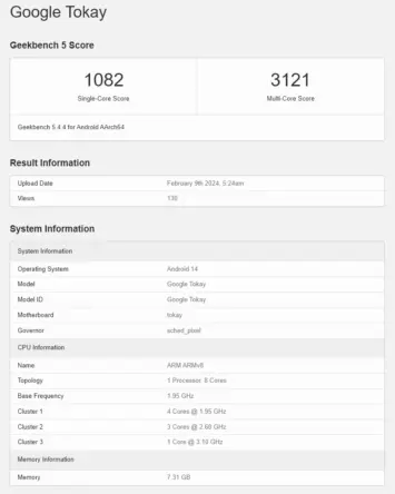 Google Tokay möglich Tensor G4 Geekbench 2