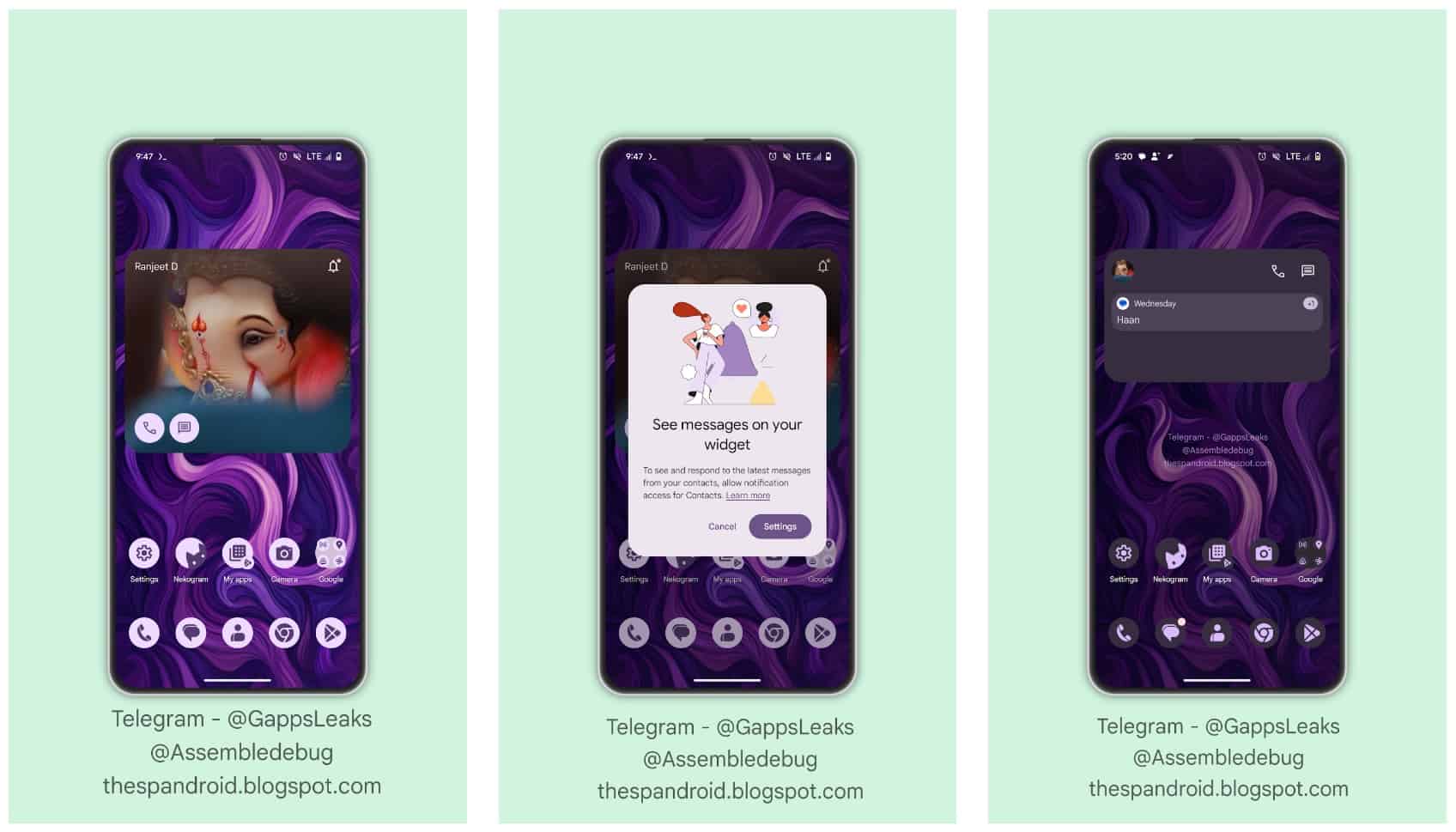 Beta-Flags für die Nachrichtenfunktion des Google-Kontakte-Widgets