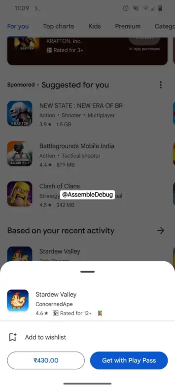 Play Store neues unteres Blatt 1