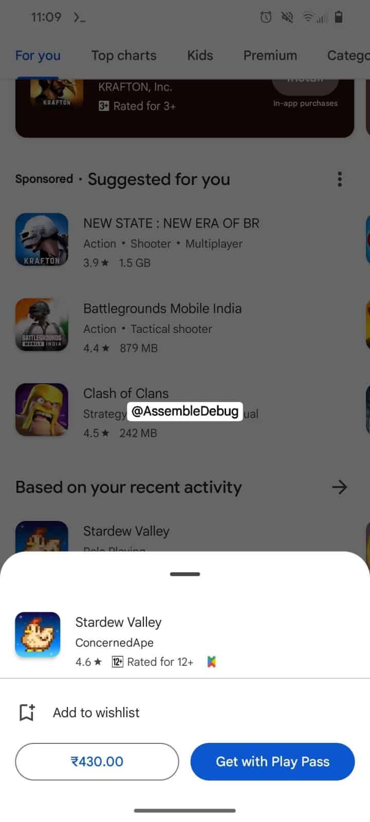 Play Store neues unteres Blatt 1