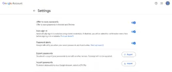 Import- und Exporteinstellungen von Google Password Manager vom PC