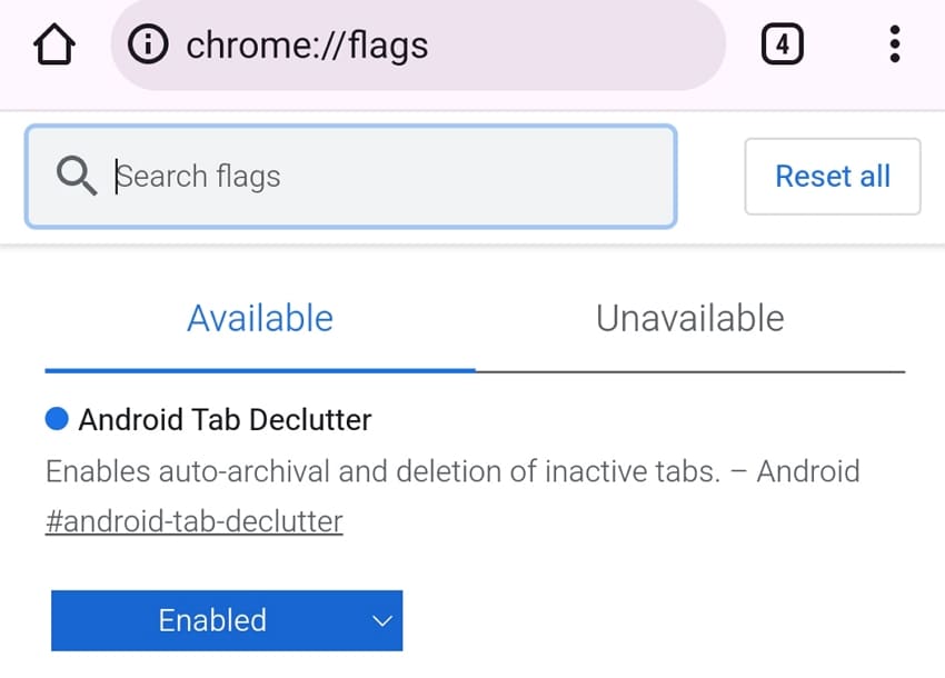 Android Tab Declutter-Flag in Chrome Flags.