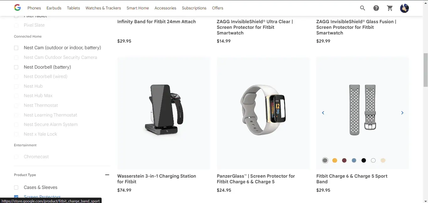 Fitbit-Zubehörseite