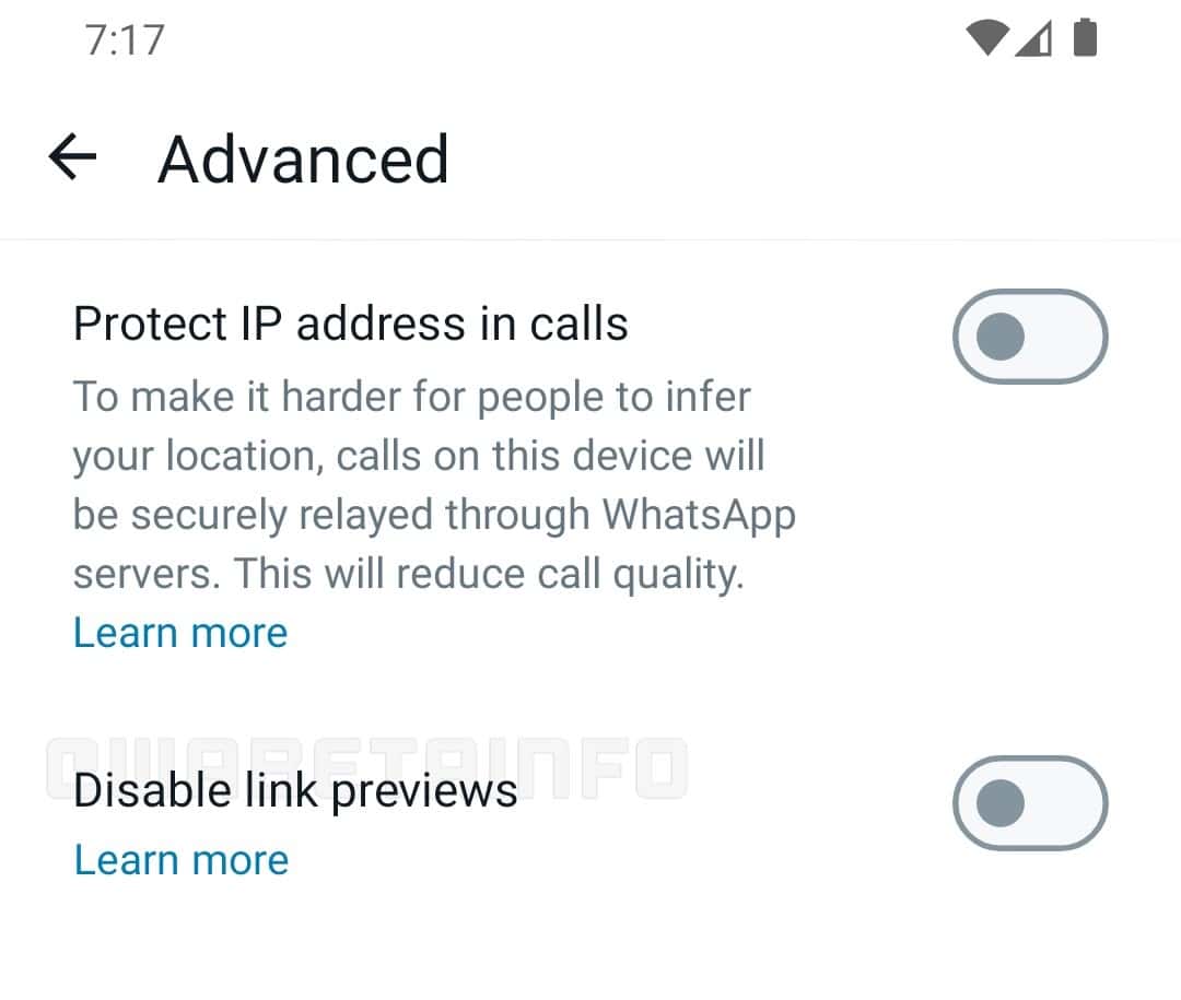 Deaktivieren Sie die Linkvorschau in WhatsApp