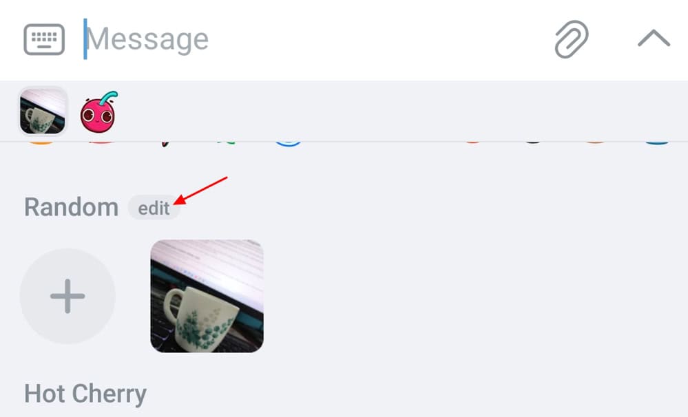 Bearbeitungsoption in der Telegram-Sticker-Palette.