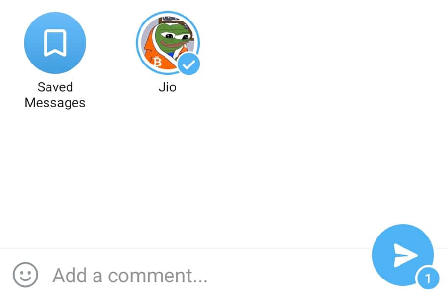 Teilen-Option auf Telegram.