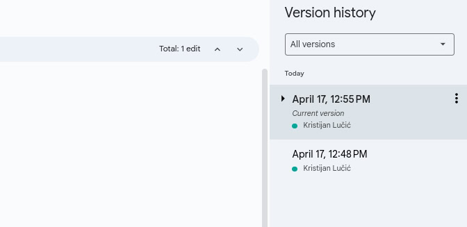 Versionsverlauf von Google Docs
