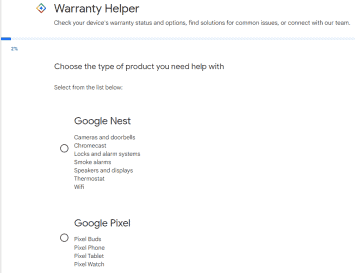 Von Google Pixel Watch Warranty Helper unterstützte Produkte