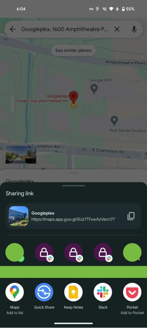 Google Maps Android-Freigabeblatt 1