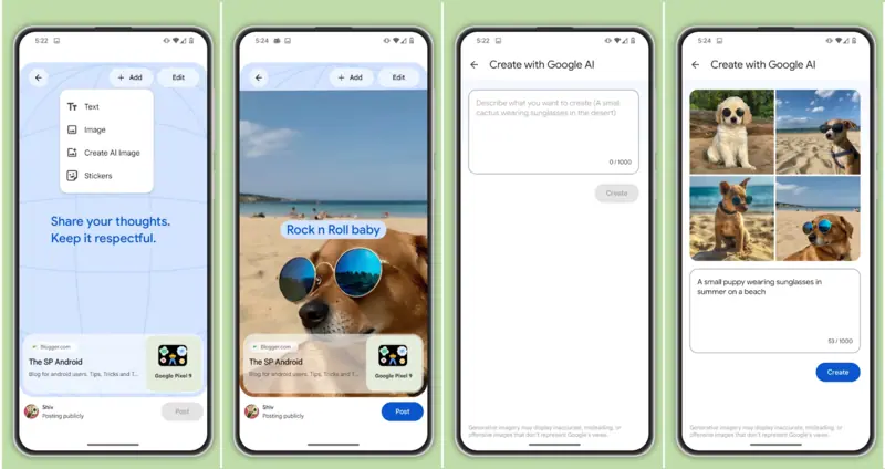 KI-gestützte Hintergrundbilder für Notizen der Google-Suche