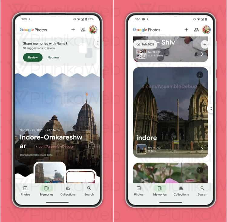 Google Fotos-Erinnerungen, neues UI-Leck