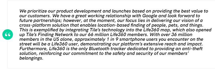 Tile-Erklärung auf Google Find My Device