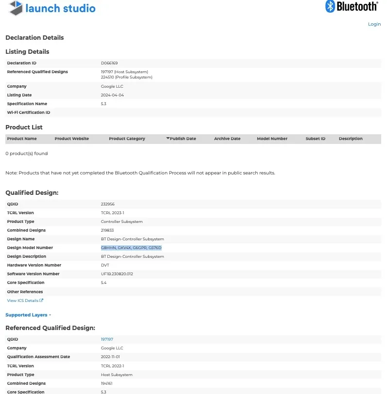 Pixel 8a Bluetooth SIG