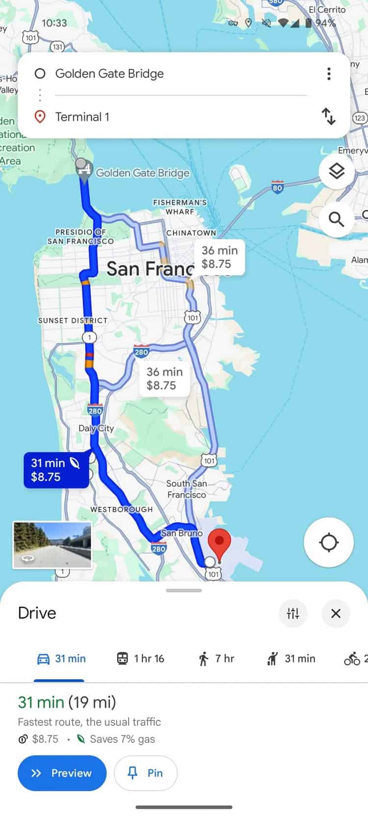 Neue schwebende Wegbeschreibung auf Google Maps.