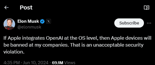 Elon Musk twittert Apple ChatGPT (2)