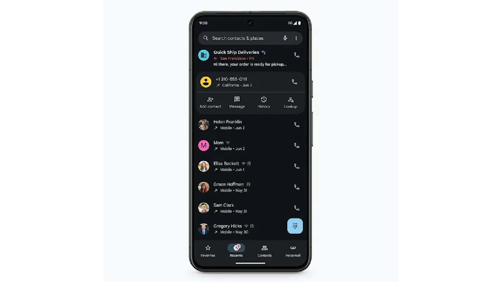 Die Google Phone-App wird bereits "Nachschlagen" Rückwärtsnummernsuche