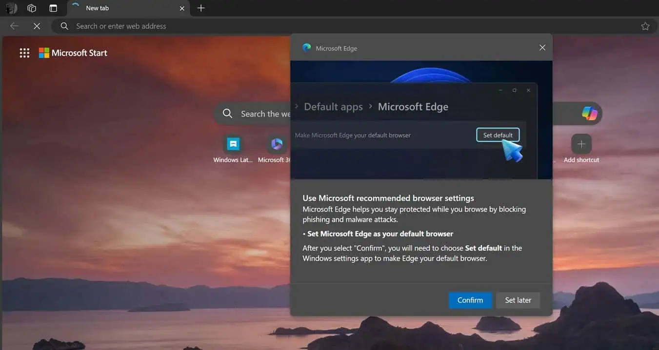 3D-Popup des Microsoft Windows Edge-Browsers