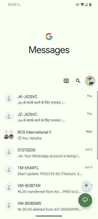 Google Messages Gemini-Schaltfläche