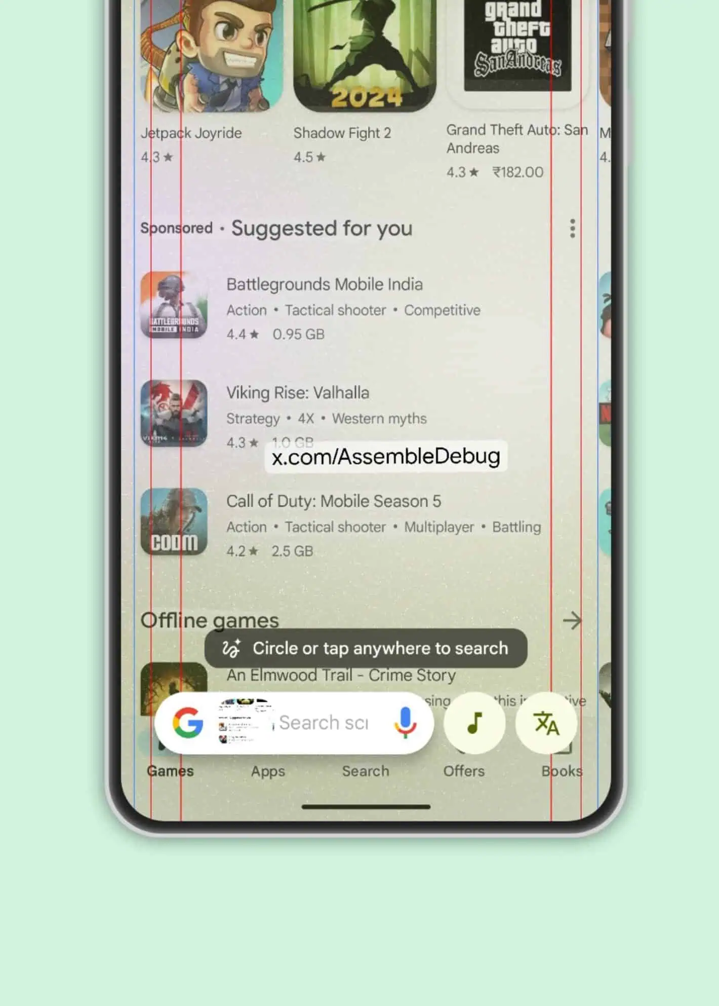 Audiosymbol „Google Circle to Search“