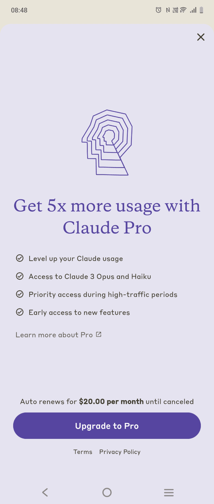 Screenshot der Claude Android App (1)
