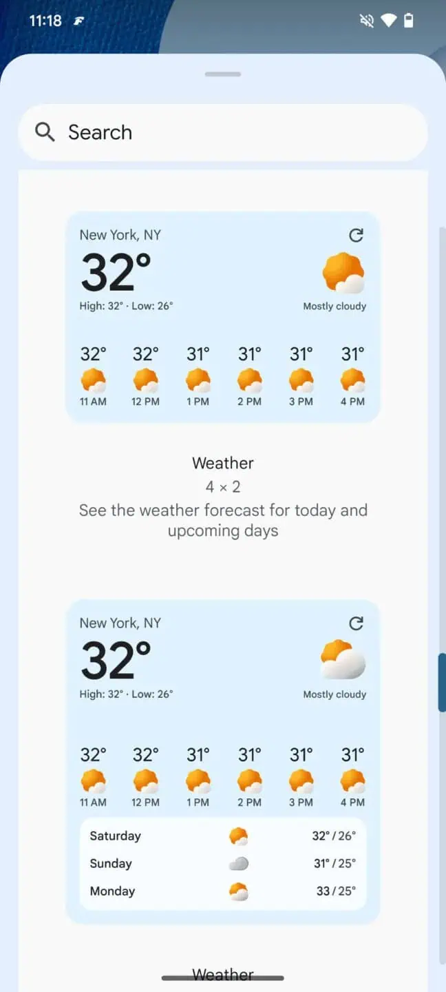 Wetter-Widgets der Google-App 3