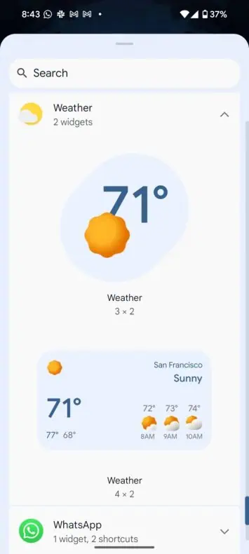 Wetter-Widgets der Google-App