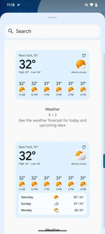 Wetter-Widgets der Google-App 3