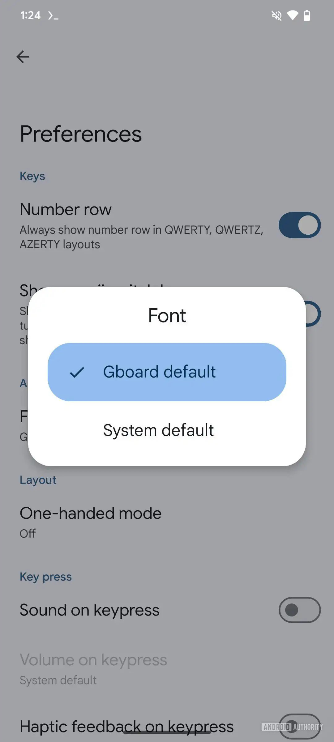 Gboard: Schriftarten auswählen, Option 2