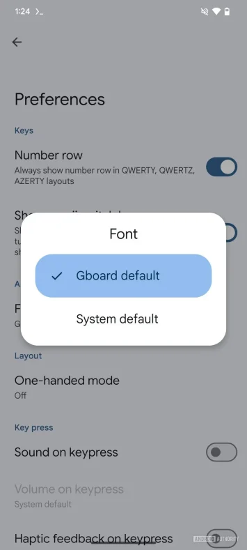 Gboard: Schriftarten auswählen, Option 2