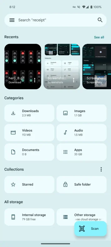Dateien von Google, neue Karussellansicht, Beta