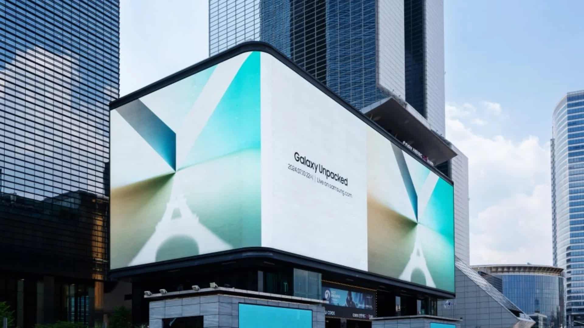 Galaxy Unpacked-Werbetafel wecken Vorfreude auf Z Flip 6, Z Fold 6
