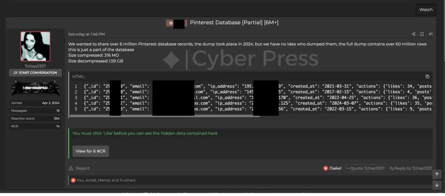 Pinterest-Datenleck durch Hackerangriff