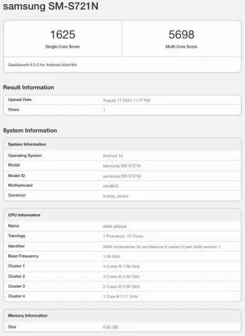 Galaxy S24 FE Geekbench