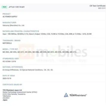 TÜV-Listung Moto G35 5G