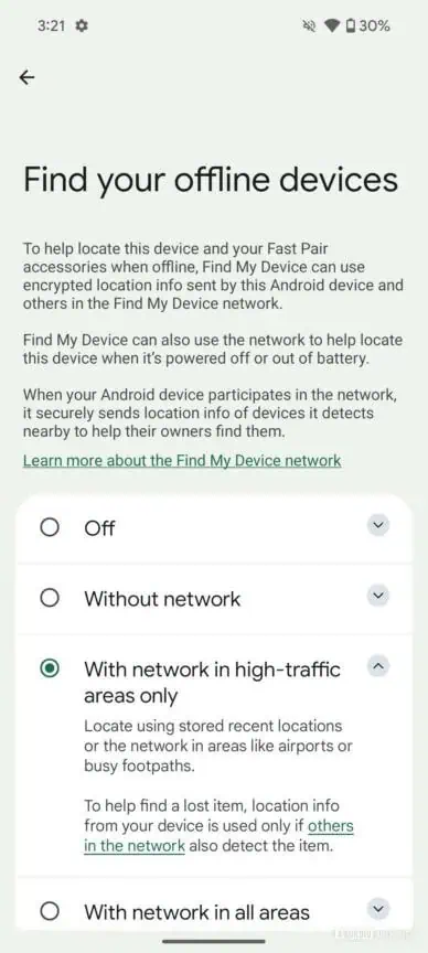 Seite „Offline-Geräte suchen“ Pixel 9
