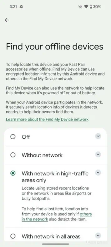 Seite „Offline-Geräte suchen“ Pixel 9