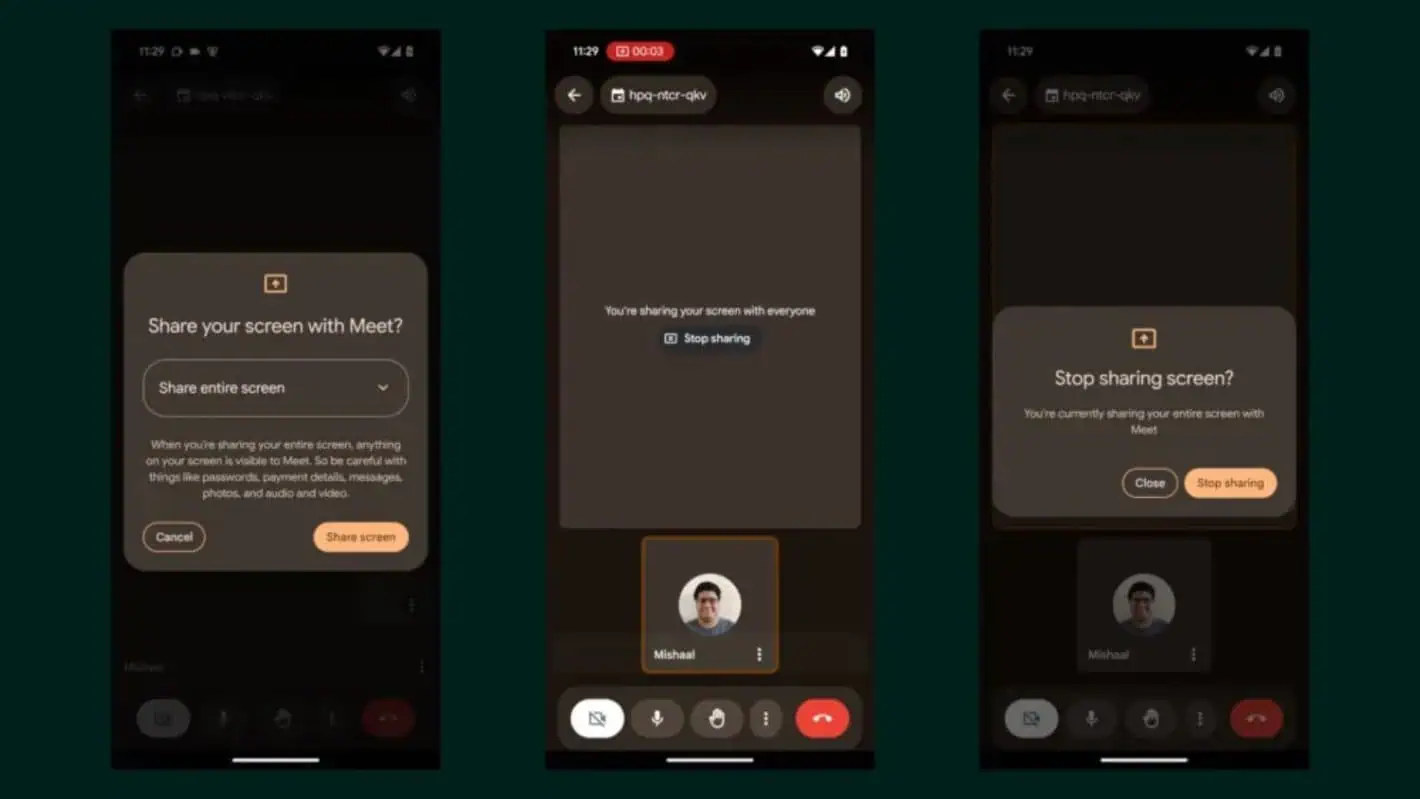 Android 15-Freigabebildschirm – neue Statusleistenanzeige und neuer Dialog