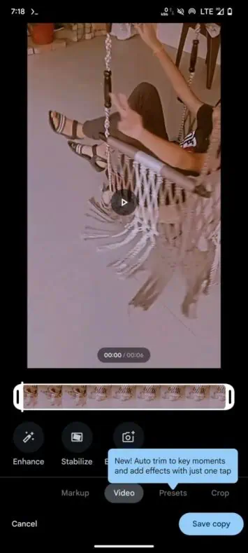 Google Fotos Video-Voreinstellungen 1