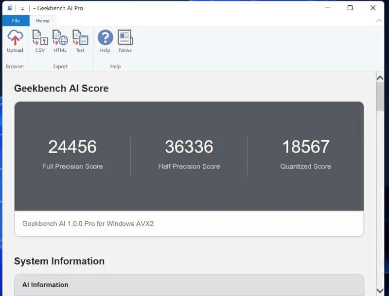 Geekbench AI für Windows