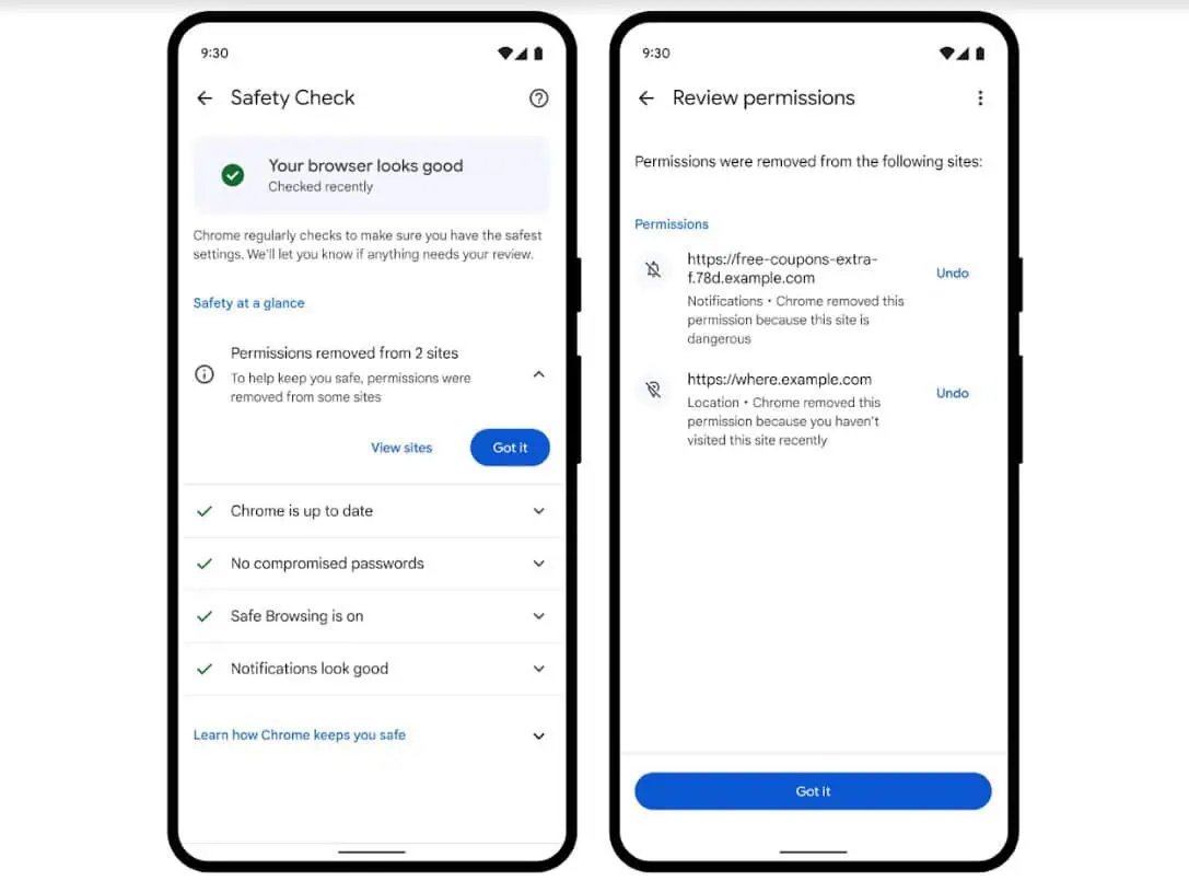 Chrome Datenschutz-Update Berechtigungen überprüfen PNG