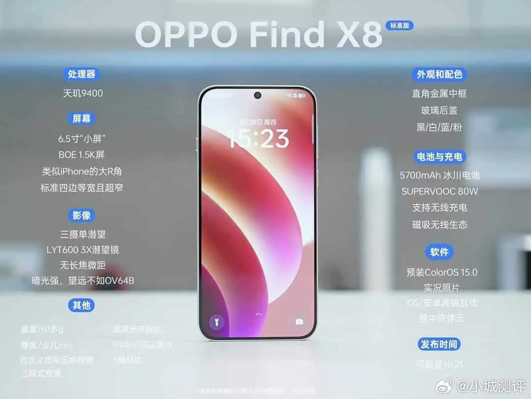 OPPO Find X9 hat Spezifikationen durchgesickert