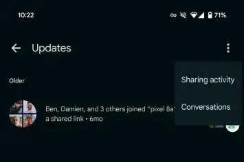 Feed-Bereich für Google Fotos-Updates