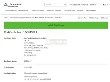 OnePlus 13 TÜV Rheinland-Zertifizierung