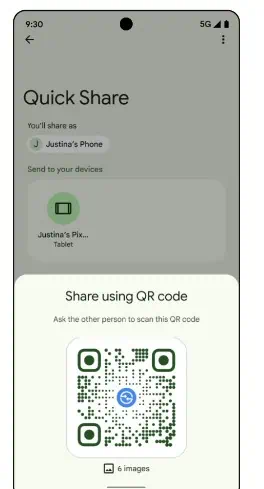 Funktion zum schnellen Teilen von QR-Codes